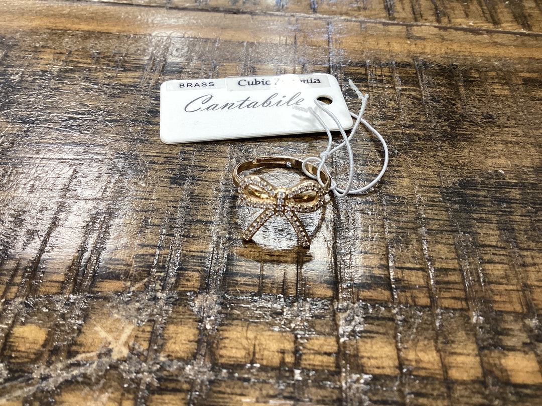 Cantabile CZ brass bow ring