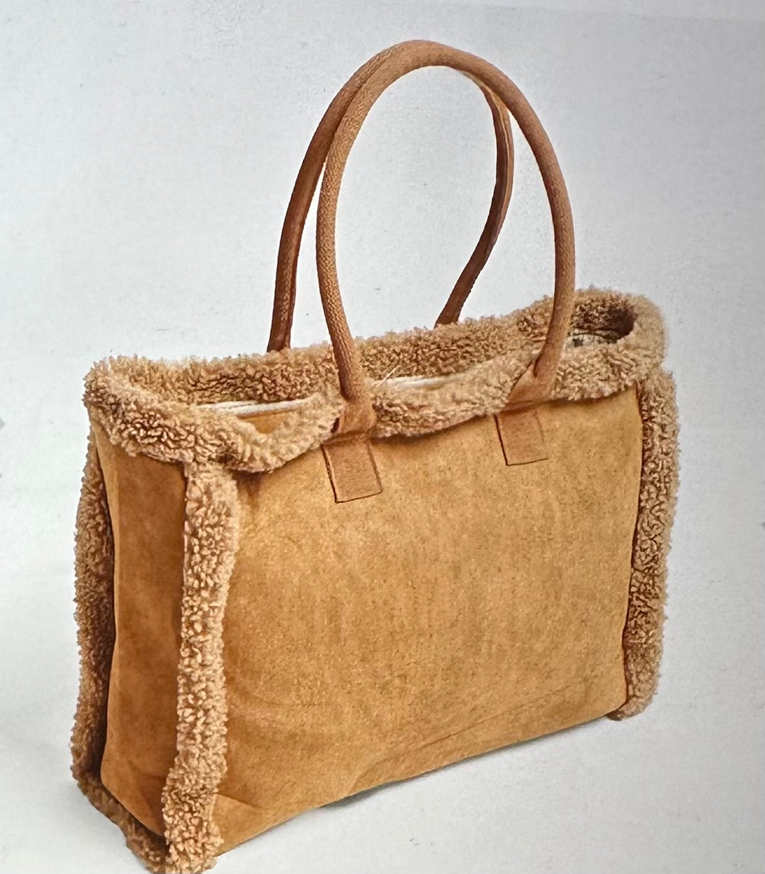 Comfyluxe camel Sherpa and suede