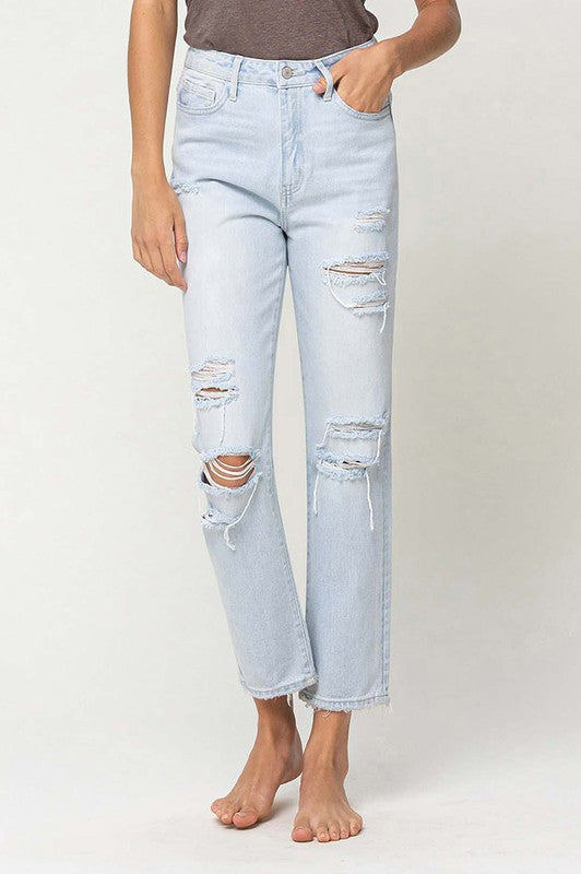 SUPER HIGH RISE DISTRESSED CROP STRAIGHT - Jeans - Wild Willows Boutique - Massapequa, NY, affordable and fashionable clothing for women of all ages. Bottoms, tops, dresses, intimates, outerwear, sweater, shoes, accessories, jewelry, active wear, and more // Wild Willow Boutique.