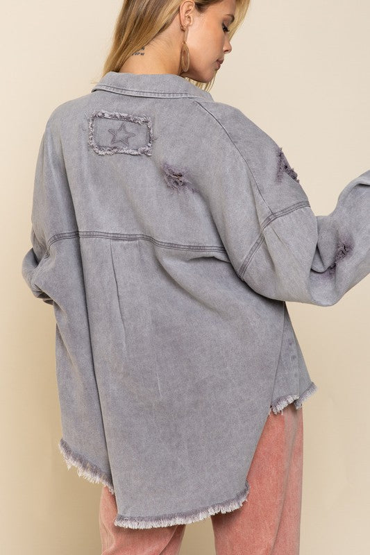 Fringe Distressed Oversized Jacket - outerwear - Wild Willows Boutique - Massapequa, NY, affordable and fashionable clothing for women of all ages. Bottoms, tops, dresses, intimates, outerwear, sweater, shoes, accessories, jewelry, active wear, and more // Wild Willow Boutique.