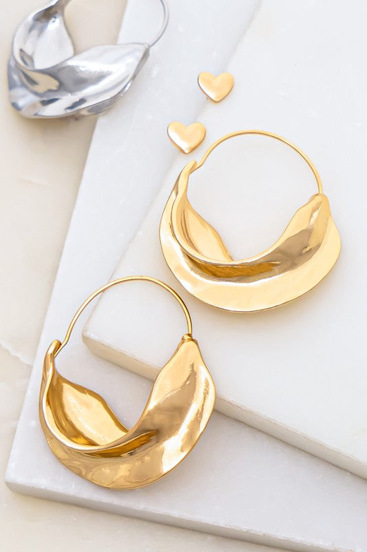 2 EARRINGS SET WITH GOLD NUGGET HOOP/HEART STUD -  - Wild Willows Boutique - Massapequa, NY, affordable and fashionable clothing for women of all ages. Bottoms, tops, dresses, intimates, outerwear, sweater, shoes, accessories, jewelry, active wear, and more // Wild Willow Boutique.