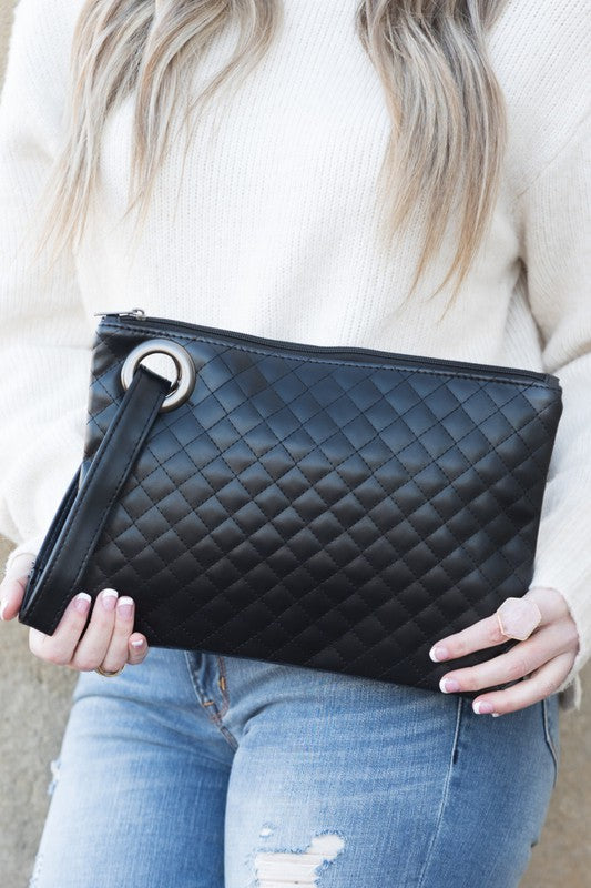 Quilted Wristlet Clutch - handbag - Wild Willows Boutique - Massapequa, NY, affordable and fashionable clothing for women of all ages. Bottoms, tops, dresses, intimates, outerwear, sweater, shoes, accessories, jewelry, active wear, and more // Wild Willow Boutique.