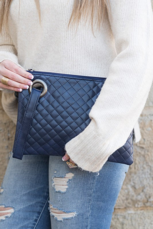 Quilted Wristlet Clutch - handbag - Wild Willows Boutique - Massapequa, NY, affordable and fashionable clothing for women of all ages. Bottoms, tops, dresses, intimates, outerwear, sweater, shoes, accessories, jewelry, active wear, and more // Wild Willow Boutique.