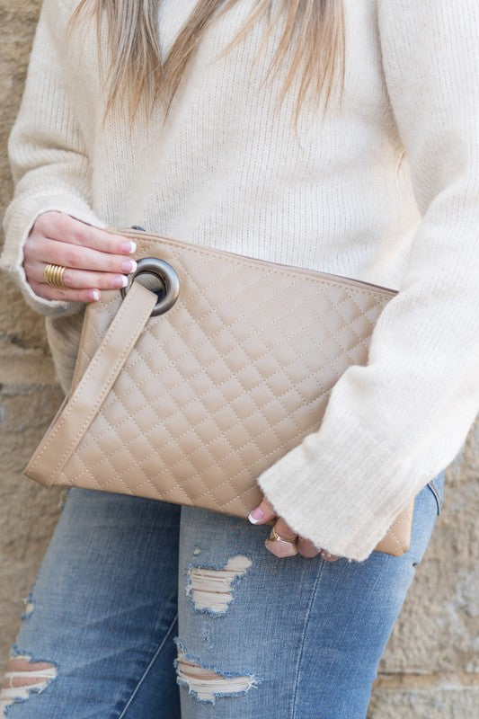 Quilted Wristlet Clutch - handbag - Wild Willows Boutique - Massapequa, NY, affordable and fashionable clothing for women of all ages. Bottoms, tops, dresses, intimates, outerwear, sweater, shoes, accessories, jewelry, active wear, and more // Wild Willow Boutique.