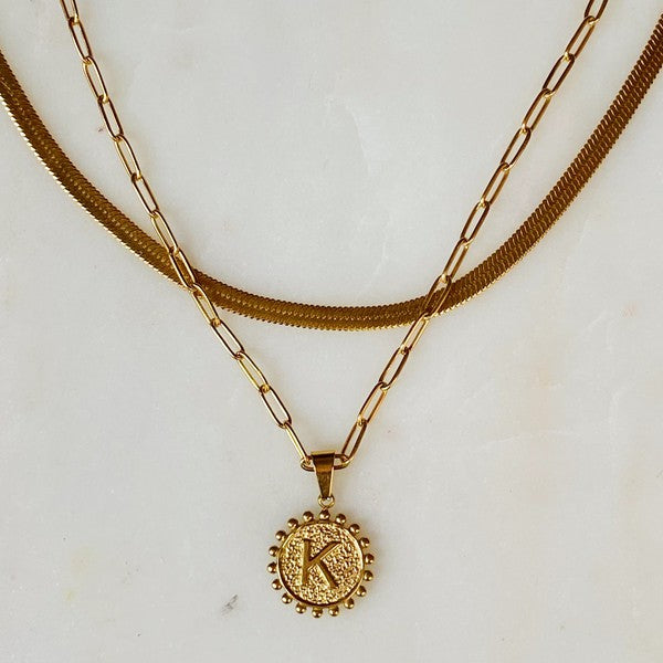 Double Chain Initial Necklace -  - Wild Willows Boutique - Massapequa, NY, affordable and fashionable clothing for women of all ages. Bottoms, tops, dresses, intimates, outerwear, sweater, shoes, accessories, jewelry, active wear, and more // Wild Willow Boutique.