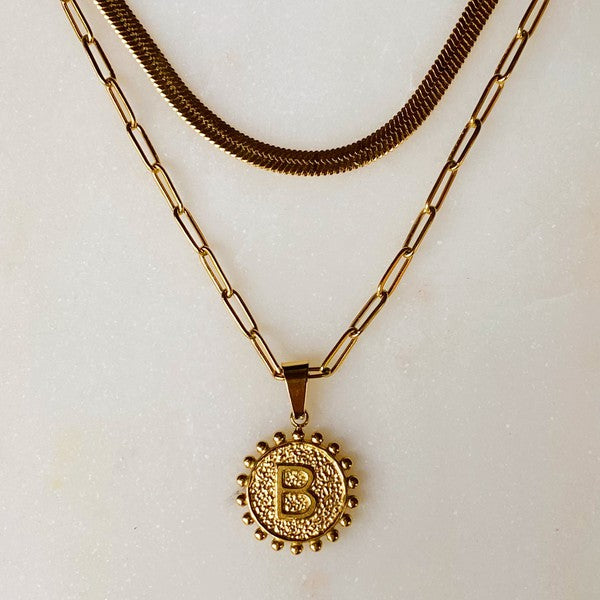 Double Chain Initial Necklace -  - Wild Willows Boutique - Massapequa, NY, affordable and fashionable clothing for women of all ages. Bottoms, tops, dresses, intimates, outerwear, sweater, shoes, accessories, jewelry, active wear, and more // Wild Willow Boutique.