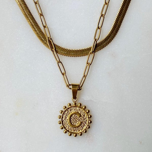 Double Chain Initial Necklace -  - Wild Willows Boutique - Massapequa, NY, affordable and fashionable clothing for women of all ages. Bottoms, tops, dresses, intimates, outerwear, sweater, shoes, accessories, jewelry, active wear, and more // Wild Willow Boutique.