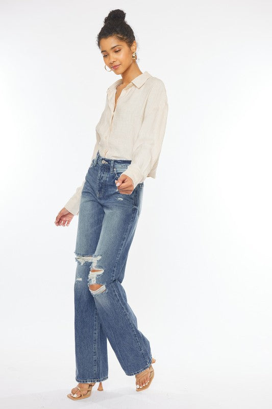 ULTRA HIGH RISE DISTRESSED NINETIES FLARE-KC8682M - Jeans - Wild Willows Boutique - Massapequa, NY, affordable and fashionable clothing for women of all ages. Bottoms, tops, dresses, intimates, outerwear, sweater, shoes, accessories, jewelry, active wear, and more // Wild Willow Boutique.