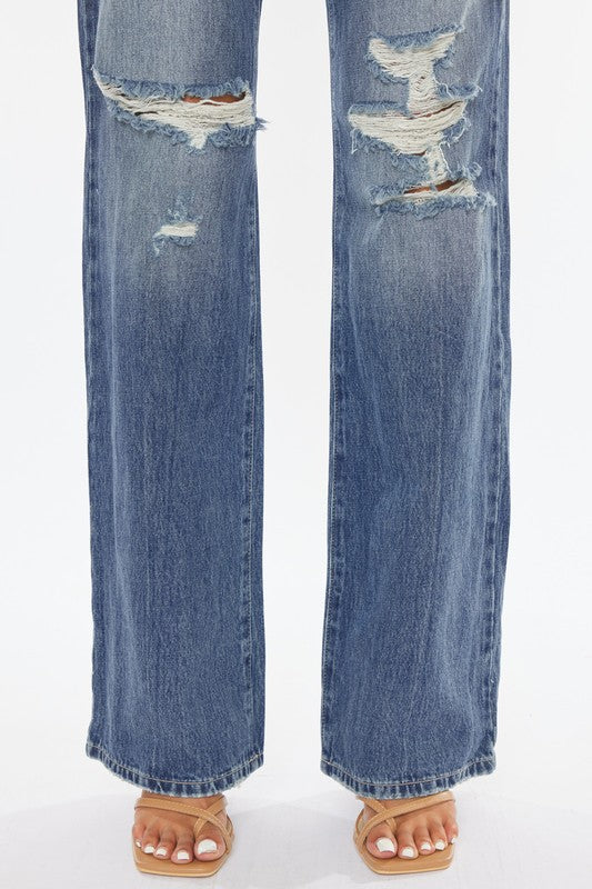 ULTRA HIGH RISE DISTRESSED NINETIES FLARE-KC8682M - Jeans - Wild Willows Boutique - Massapequa, NY, affordable and fashionable clothing for women of all ages. Bottoms, tops, dresses, intimates, outerwear, sweater, shoes, accessories, jewelry, active wear, and more // Wild Willow Boutique.