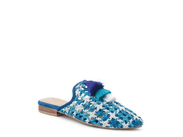 London Rag MARIANA WOVEN FLAT MULES WITH TASSELS - shoes - Wild Willows Boutique - Massapequa, NY, affordable and fashionable clothing for women of all ages. Bottoms, tops, dresses, intimates, outerwear, sweater, shoes, accessories, jewelry, active wear, and more // Wild Willow Boutique.