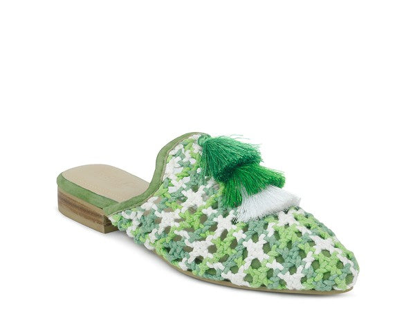 London Rag MARIANA WOVEN FLAT MULES WITH TASSELS - shoes - Wild Willows Boutique - Massapequa, NY, affordable and fashionable clothing for women of all ages. Bottoms, tops, dresses, intimates, outerwear, sweater, shoes, accessories, jewelry, active wear, and more // Wild Willow Boutique.