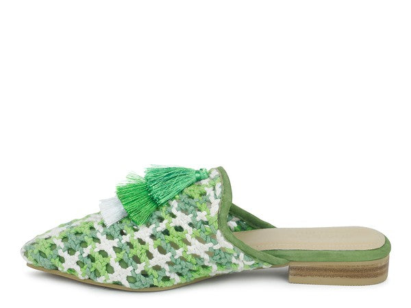 London Rag MARIANA WOVEN FLAT MULES WITH TASSELS - shoes - Wild Willows Boutique - Massapequa, NY, affordable and fashionable clothing for women of all ages. Bottoms, tops, dresses, intimates, outerwear, sweater, shoes, accessories, jewelry, active wear, and more // Wild Willow Boutique.