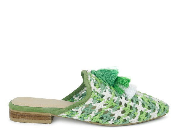 London Rag MARIANA WOVEN FLAT MULES WITH TASSELS - shoes - Wild Willows Boutique - Massapequa, NY, affordable and fashionable clothing for women of all ages. Bottoms, tops, dresses, intimates, outerwear, sweater, shoes, accessories, jewelry, active wear, and more // Wild Willow Boutique.