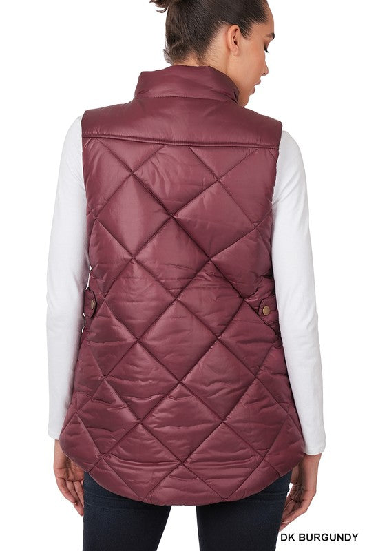 Diamond Quilted Zip Front Vest -  - Wild Willows Boutique - Massapequa, NY, affordable and fashionable clothing for women of all ages. Bottoms, tops, dresses, intimates, outerwear, sweater, shoes, accessories, jewelry, active wear, and more // Wild Willow Boutique.