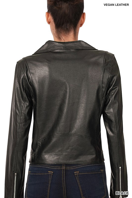 VEGAN LEATHER MOTO JACKET - jacket - Wild Willows Boutique - Massapequa, NY, affordable and fashionable clothing for women of all ages. Bottoms, tops, dresses, intimates, outerwear, sweater, shoes, accessories, jewelry, active wear, and more // Wild Willow Boutique.