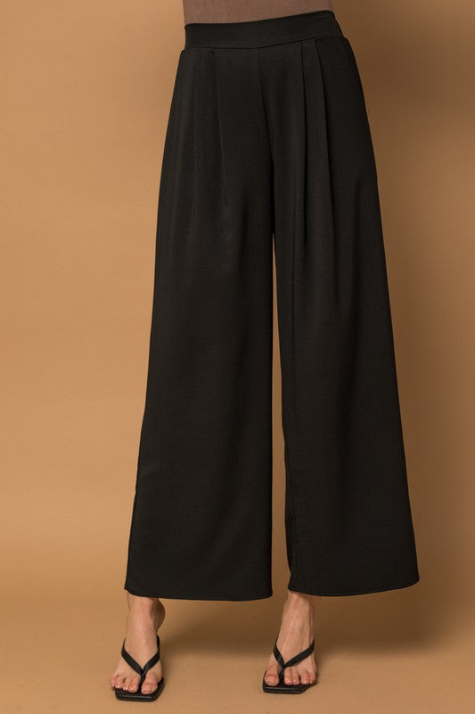 Elastic Pleated Wide Leg Pants -  - Wild Willows Boutique - Massapequa, NY, affordable and fashionable clothing for women of all ages. Bottoms, tops, dresses, intimates, outerwear, sweater, shoes, accessories, jewelry, active wear, and more // Wild Willow Boutique.