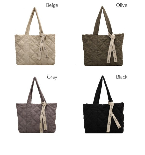 Quilted Tote - Tote - Wild Willows Boutique - Massapequa, NY, affordable and fashionable clothing for women of all ages. Bottoms, tops, dresses, intimates, outerwear, sweater, shoes, accessories, jewelry, active wear, and more // Wild Willow Boutique.