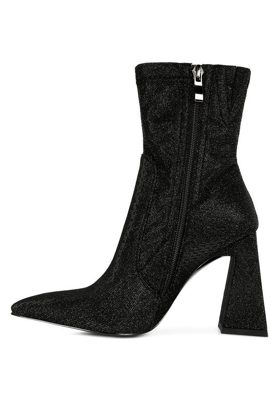 Hustlers Shimmer Block Heeled Ankle Boots -  - Wild Willows Boutique - Massapequa, NY, affordable and fashionable clothing for women of all ages. Bottoms, tops, dresses, intimates, outerwear, sweater, shoes, accessories, jewelry, active wear, and more // Wild Willow Boutique.