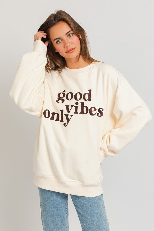 Letter Embroidery Oversized Sweatshirt