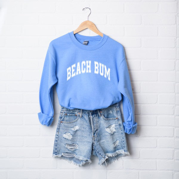 Varsity beach bum  graphic sweatshirt- Sweatshirt – Wild Willows Boutique – Massapequa, NY. Affordable and fashionable clothing for women, all ages. Bottoms, tops, dresses, intimates, outerwear, sweaters, shoes, accessories, jewelry, activewear, and more// Wild Willow Boutique