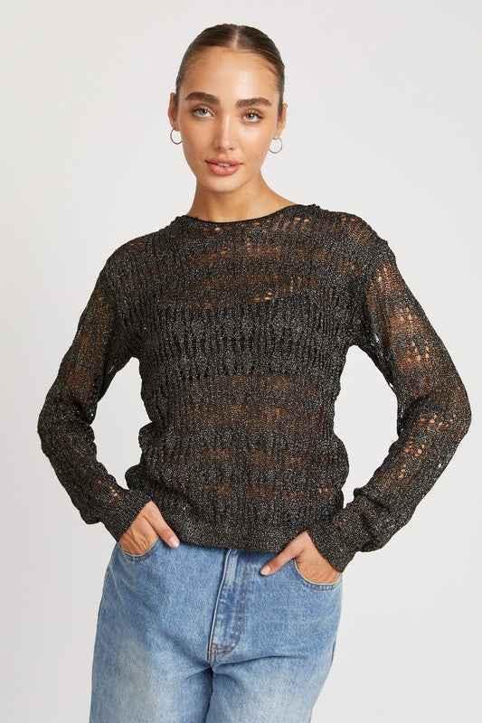 GLITTER YARN CROCHET TOP - Top - Wild Willows Boutique - Massapequa, NY, affordable and fashionable clothing for women of all ages. Bottoms, tops, dresses, intimates, outerwear, sweater, shoes, accessories, jewelry, active wear, and more // Wild Willow Boutique.