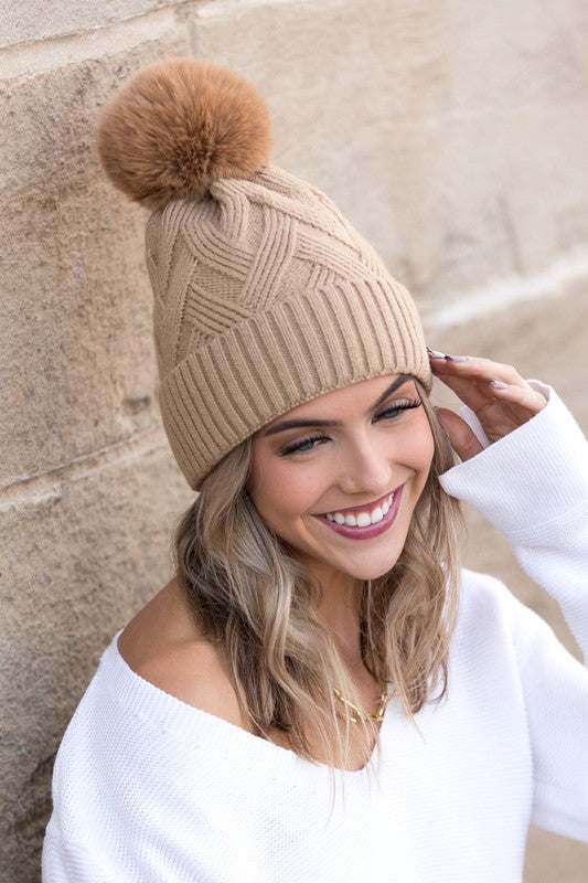 Hat with P:on Pom - Wild Willows Boutique NY – Massapequa, New York. Affordable and fashionable clothing for women of all ages. Bottoms, tops, dresses, intimates, outerwear, sweaters, accessories, jewelry, activewear and more//wild Willow Boutique