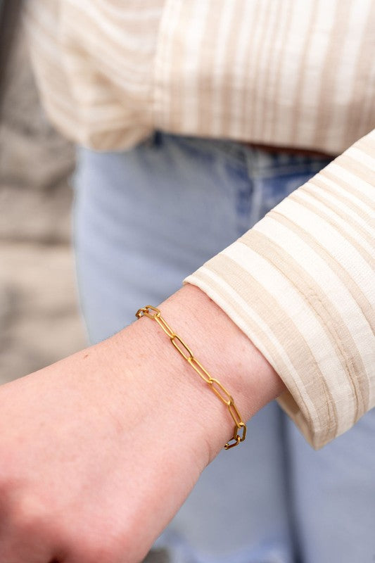 Luxe Gold Paperclip Bracelet -  - Wild Willows Boutique - Massapequa, NY, affordable and fashionable clothing for women of all ages. Bottoms, tops, dresses, intimates, outerwear, sweater, shoes, accessories, jewelry, active wear, and more // Wild Willow Boutique.