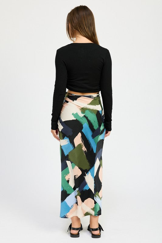 SIDE RUCHED MIDI SKIRT