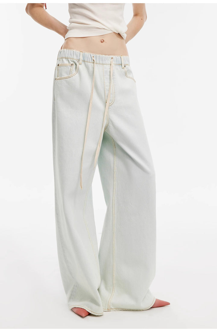 "Mint Whisper" Sports Style Wide-Leg Jean