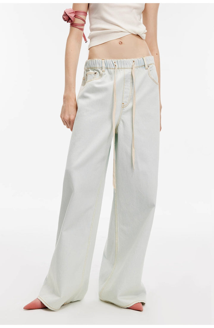 "Mint Whisper" Sports Style Wide-Leg Jean