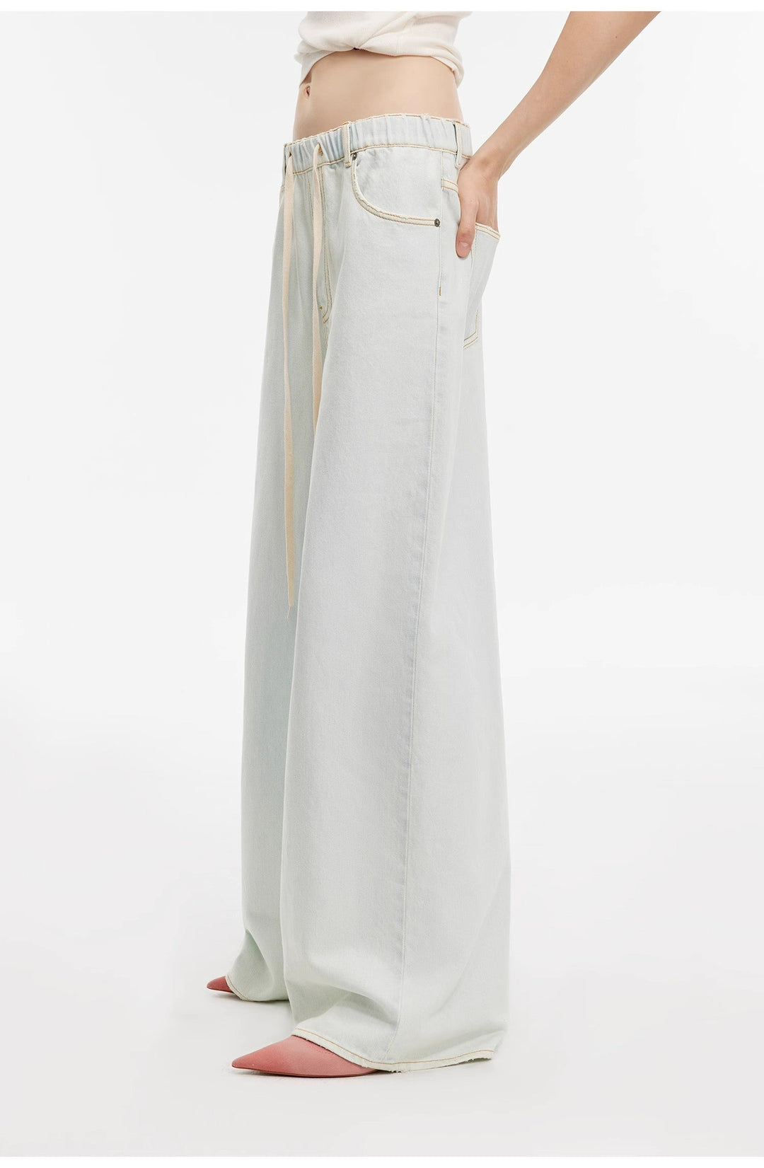 "Mint Whisper" Sports Style Wide-Leg Jean