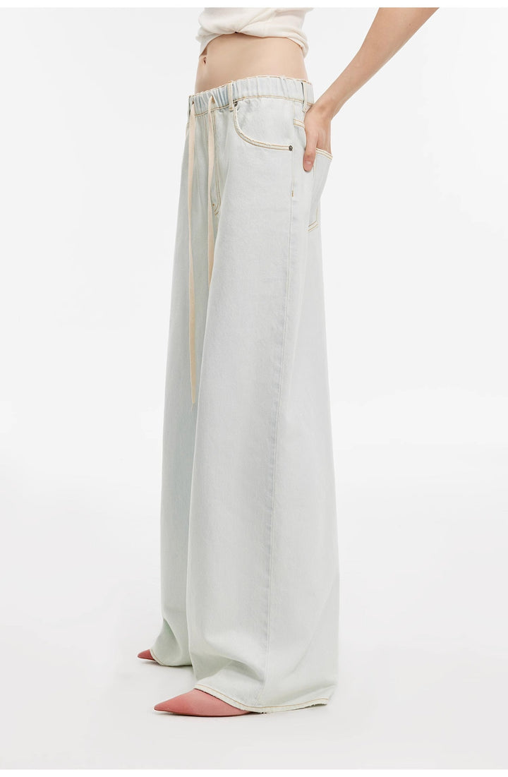"Mint Whisper" Sports Style Wide-Leg Jean