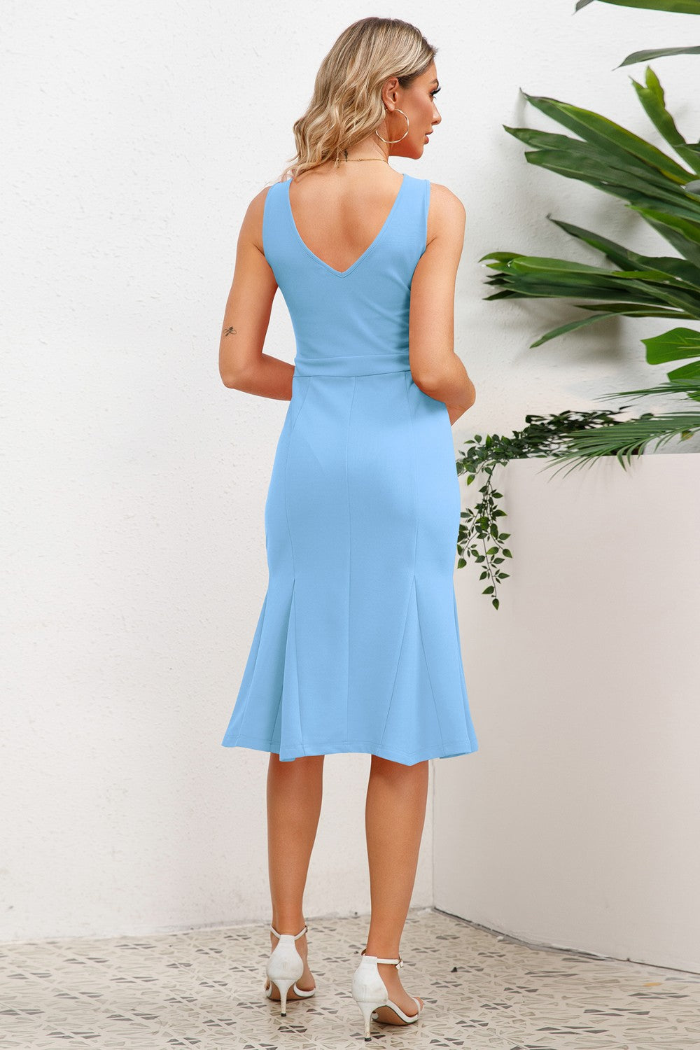 Wide Strap Wrap Fishtail Dress