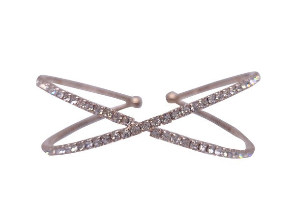 LUXURY CROSSED ADJUSTABLE RHINESTONE BRACELET -  - Wild Willows Boutique - Massapequa, NY, affordable and fashionable clothing for women of all ages. Bottoms, tops, dresses, intimates, outerwear, sweater, shoes, accessories, jewelry, active wear, and more // Wild Willow Boutique.