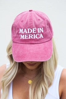 Made in America Vintage washed Baseball cap- Wild Willows Boutique NY – Massapequa, New York. Affordable and fashionable clothing for women of all ages. Bottoms, tops, dresses, intimates, outerwear, sweaters, shoes, accessories, jewelry, activewear and more//wild Willow Boutique