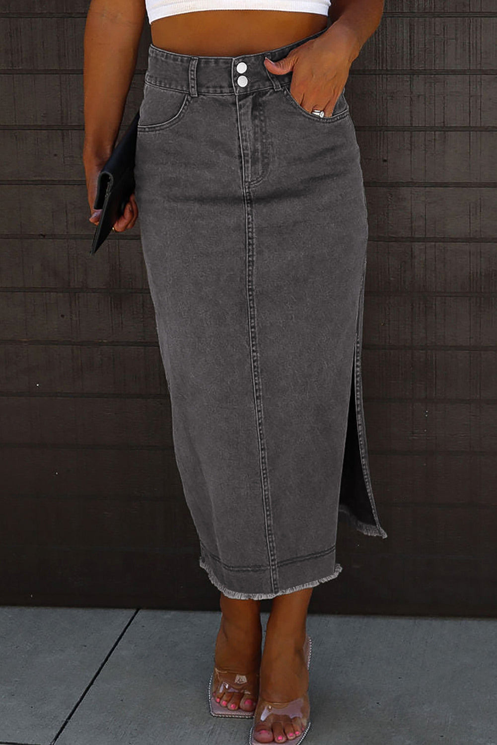 Denim Skirt - Wild Willows Boutique NY – Massapequa, New York. Affordable and fashionable clothing for women of all ages. Bottoms, tops, dresses, intimates, outerwear, sweaters, shoes, accessories, jewelry, activewear and more//wild Willow Boutique