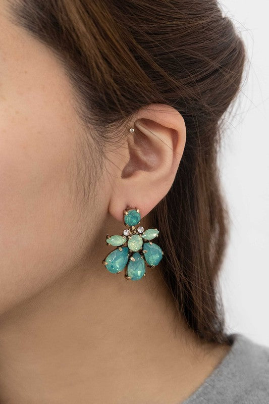 Water Lily Stone Earrings - Earrings - Wild Willows Boutique - Massapequa, NY, affordable and fashionable clothing for women of all ages. Bottoms, tops, dresses, intimates, outerwear, sweater, shoes, accessories, jewelry, active wear, and more // Wild Willow Boutique.