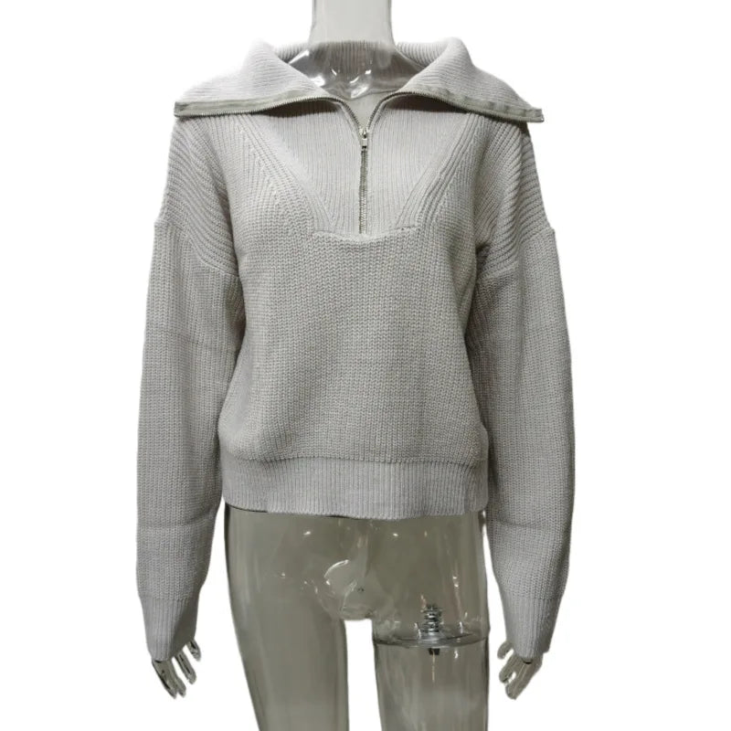 Oversized 3/4 Zip Pullover Sweater