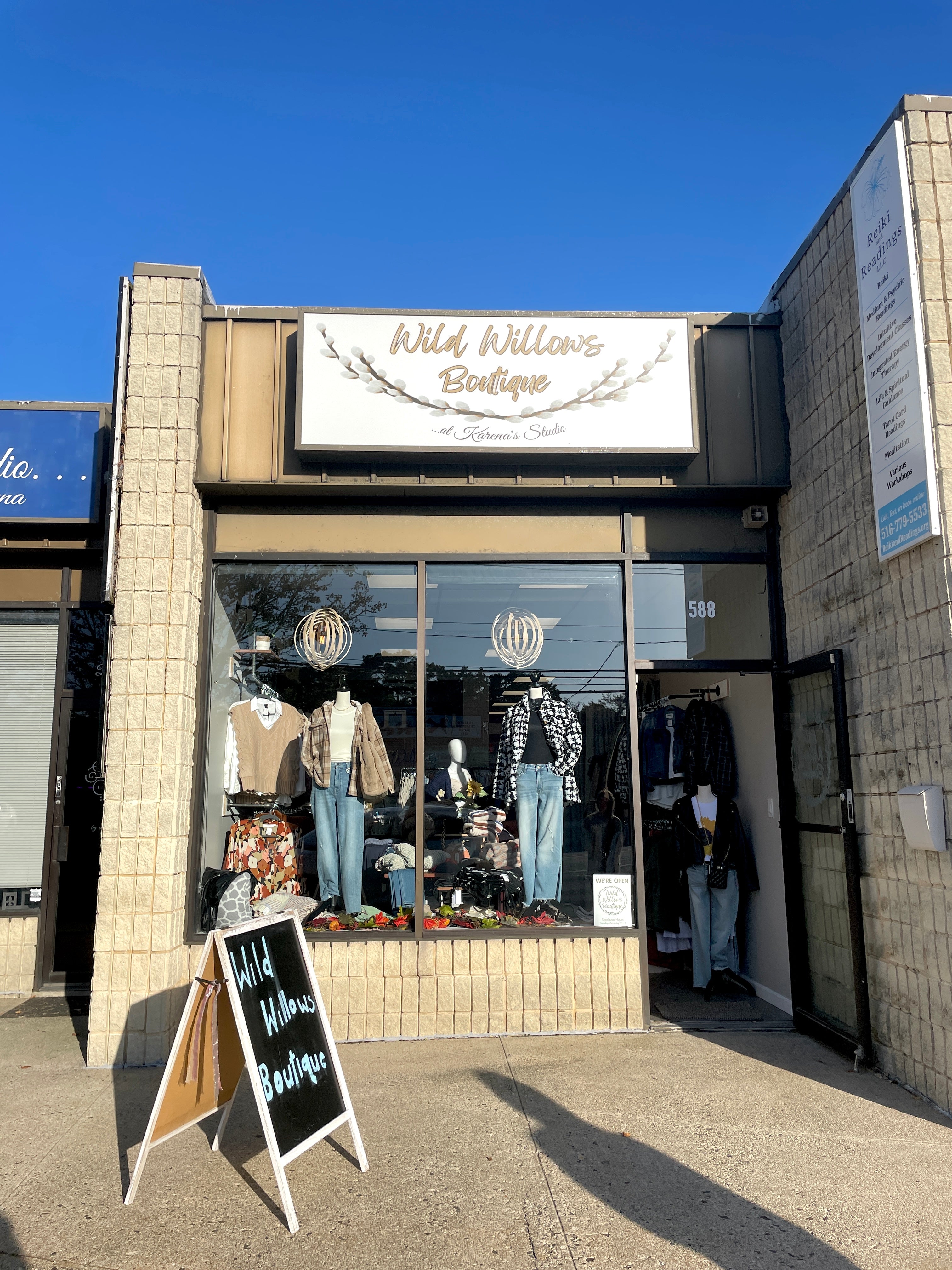 Wild Willows Boutique - Massapequa, NY, affordable and fashionable clothing for women of all ages. Bottoms, tops, dresses, intimates, outerwear, sweater, shoes, accessories, jewelry, active wear, and more.