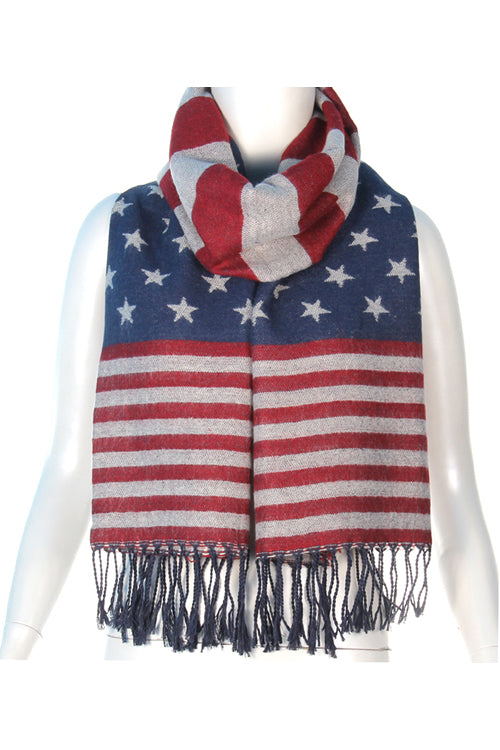 AMERICAN FLAG FRINGE SCARF - Scarf - Wild Willows Boutique - Massapequa, NY, affordable and fashionable clothing for women of all ages. Bottoms, tops, dresses, intimates, outerwear, sweater, shoes, accessories, jewelry, active wear, and more // Wild Willow Boutique.