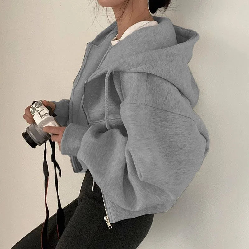 Fashion Zipper Hood Sweatshirt