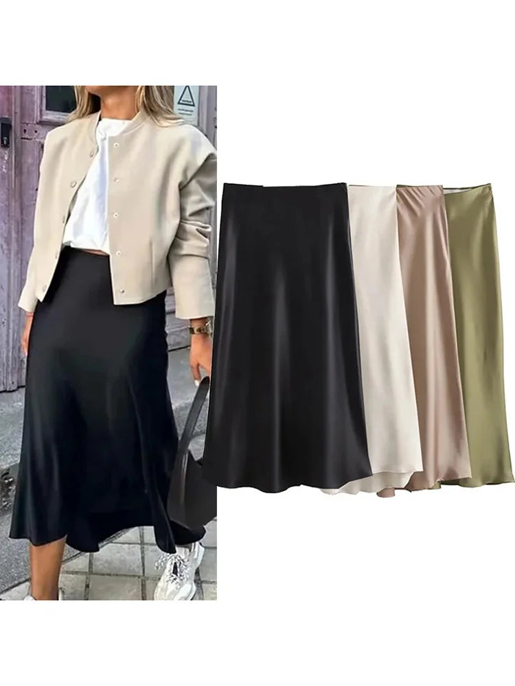 Satin High Waist Skirt