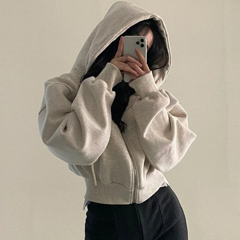 Fashion Zipper Hood Sweatshirt