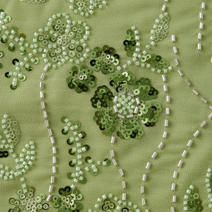 Floral Sequins Pearl Beaded Embellished Slip Dress