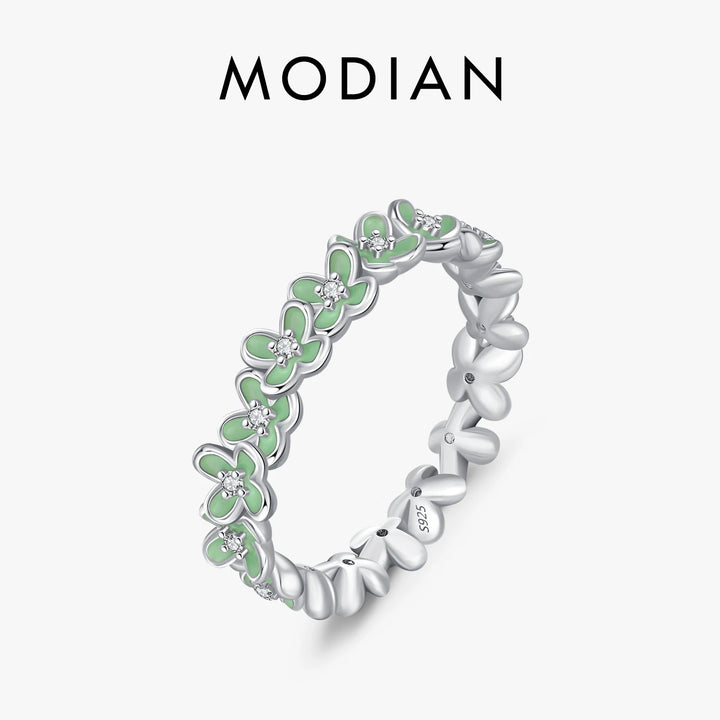 MODIAN 925 Sterling Silver Flowers Band