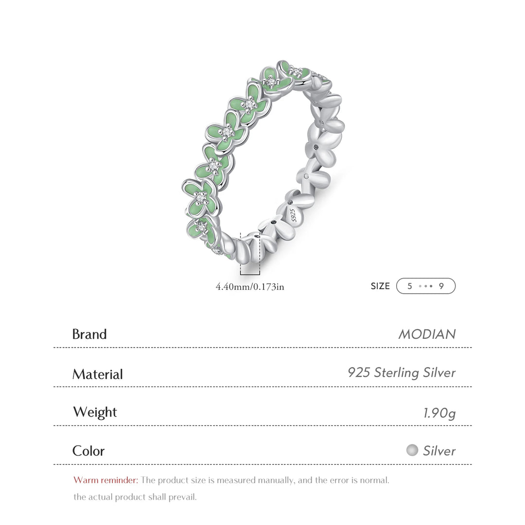 MODIAN 925 Sterling Silver Flowers Band