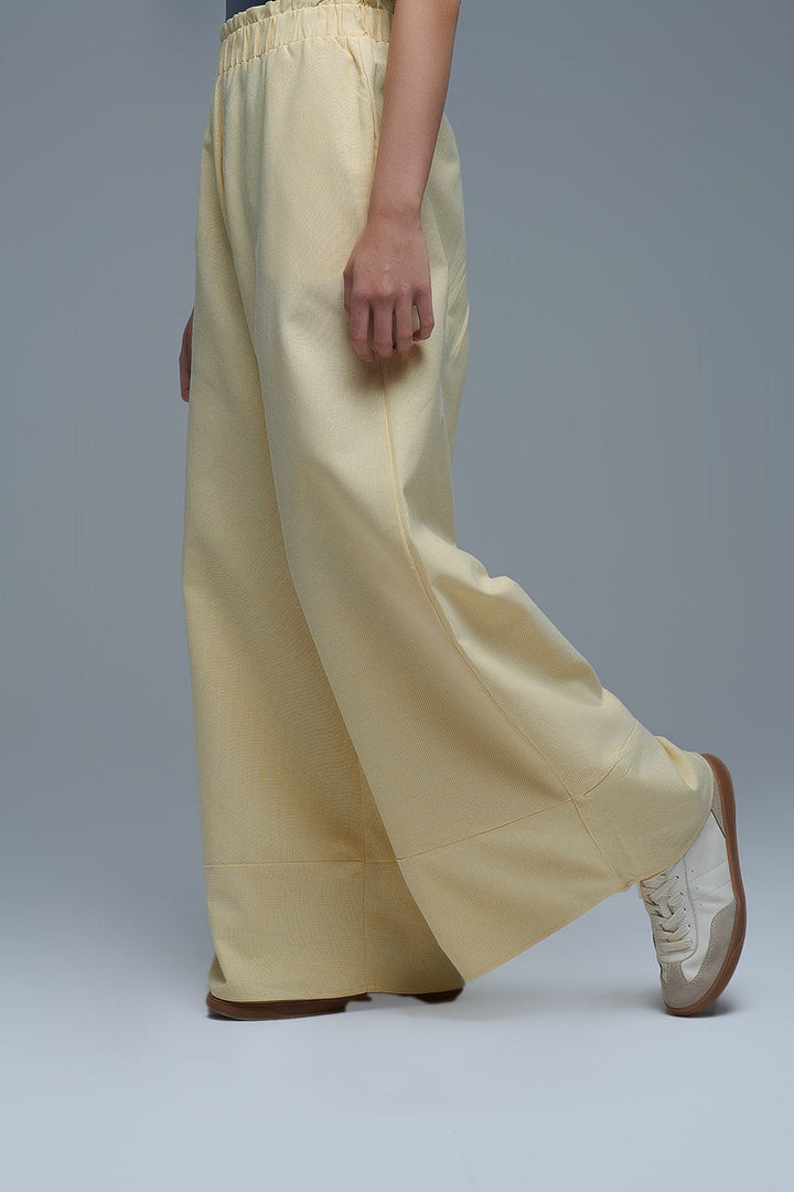 Q2 Yellow Striped Palazzo Pants With Extra Wide Leg