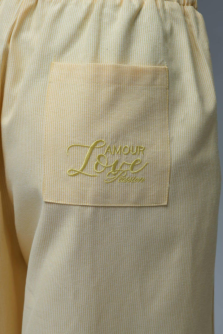 Q2 Yellow Striped Palazzo Pants With Extra Wide Leg