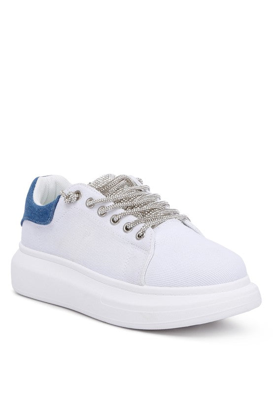 Jaden Rhinestone Lace Up Sneakers -Wild Willows Boutique NY – Massapequa, New York. Affordable and fashionable clothing for women of all ages. Bottoms, tops, dresses, intimates, outerwear, sweaters, shoes, accessories, jewelry, activewear and more//wild Willow Boutique