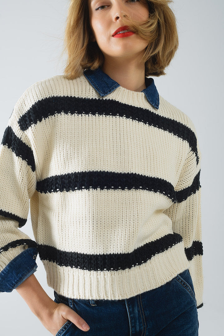 Womens Relaxed Beige Sweater